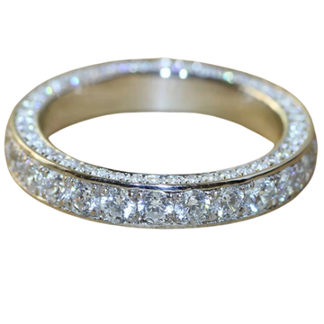 Classic Women Band Ring Paved Zircon Crystal Wedding Engagement