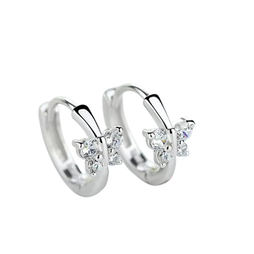 Baby Princess 925 Silver Butterfly Zirconia Small Hoop Earring for Girls Child Wome Beautiful Aros Huggies Earring Jewelry