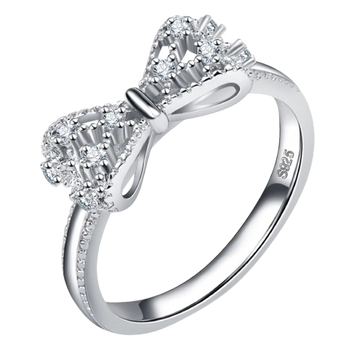 925 Sterling Silver Bowknot CZ Ring – Trendy Wedding Jewelry