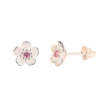 925 Sterling Silver Crystal Flower Stud Earrings for Women
