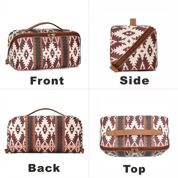 Large Waterproof Leather Luxury Makeup Bag with Zipper