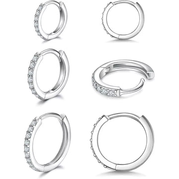 925 Silver Gold Huggie Hoops CZ Cartilage Cuff Earrings
