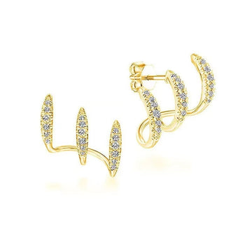 925 Sterling Silver Claw Stud Earrings Gold AAA Crystal Jewelry