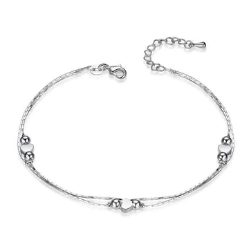 Heart-Shaped 925 Silver Anklet Bracelet – Women's Fashion Jewelry