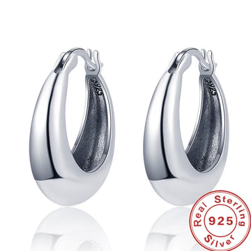 925 Silver U Hoop Earrings Women Wedding Party Jewelry