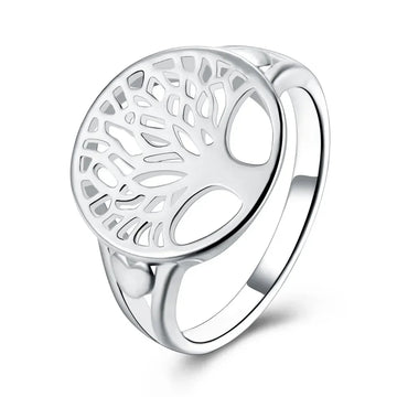Women's 925 Sterling Silver Ring with Tree Hollow Charm