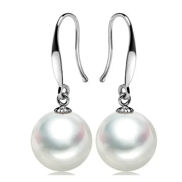 925 Silver Custom 10mm Pearl Drop Earrings for Women Girls