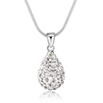 925 Silver Water Drop Zircon Necklace 18–24" for Women