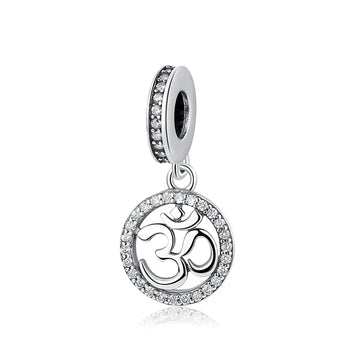925 Silver Om Charm Pendant CZ Bead Fit Pan DIY Jewelry