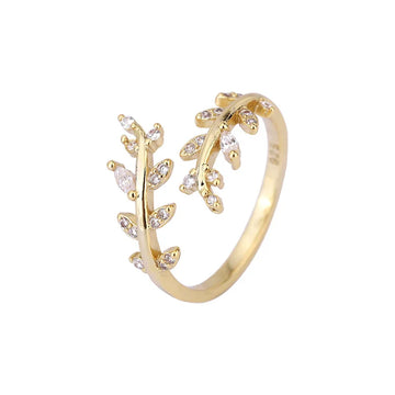 925 Silver Gold Adjustable Zircon Ring – Wedding Jewelry