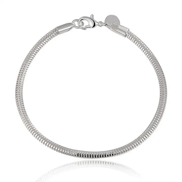 925 Silver 3mm Snake Chain Bracelet 8" Women’s Jewelry