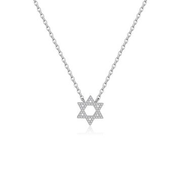 925 Silver Star of David Pendant Necklace Women