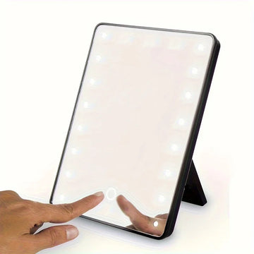 LED Makeup Mirror – 16 Lights, Touch Dimmer, USB/Battery, Stand