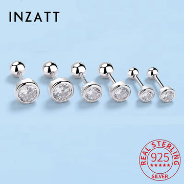 925 Sterling Silver Zircon Screw Thread Stud Earrings for Women