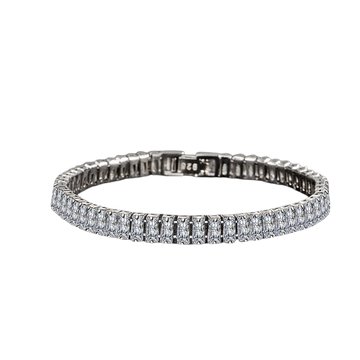 925 Sterling Silver Crystal Bracelet for Women - 18cm