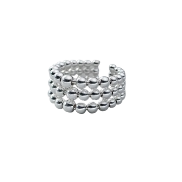 925 Silver Geometric Ring for Women – Handmade 3-Layer