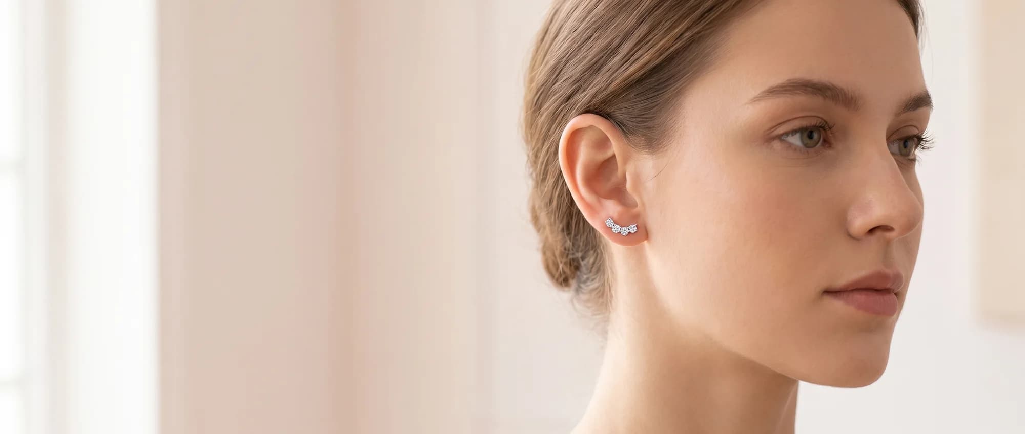 Moissanite Smile Stud Earrings — 925 Sterling Silver Sparkle, worn