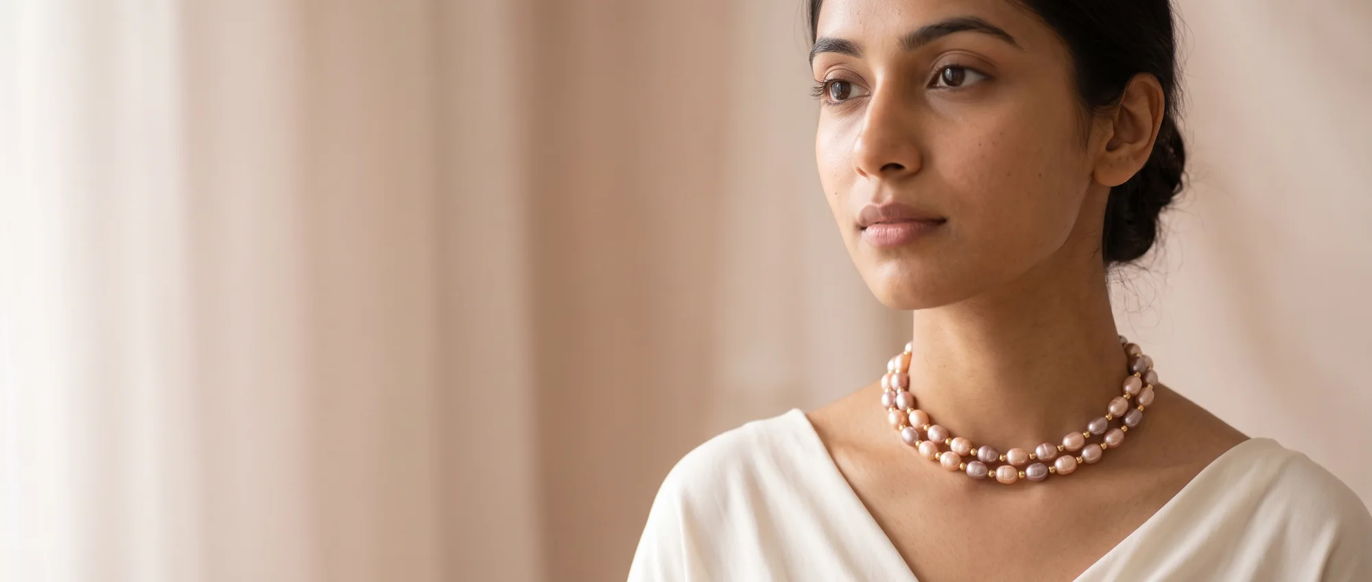 Rice Pearl Choker — 925 Silver Freshwater Elegance, worn