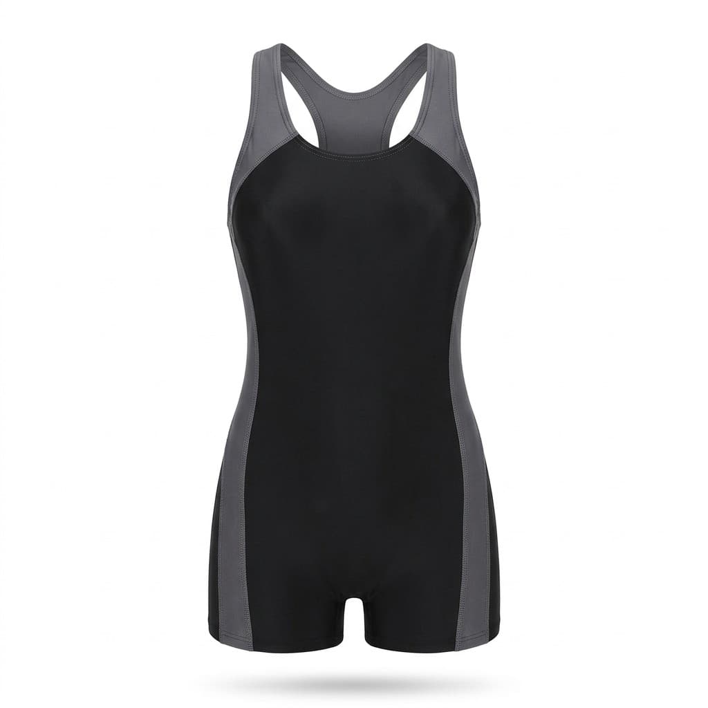 Boyleg Racerback Athletic One-Piece Swimsuit for Active Pool Days — CheeQy Babe