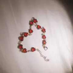 Customer photo of Red Crystal Heart Bracelet — Elegant Metal Chain with Zircon Charm
