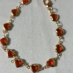 Customer photo of Red Crystal Heart Bracelet — Elegant Metal Chain with Zircon Charm