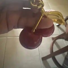 Customer photo of Cherry Bag Charm — Playful Crystal Cherry Pendant Accessory