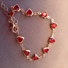 Customer photo of Red Crystal Heart Bracelet — Elegant Metal Chain with Zircon Charm