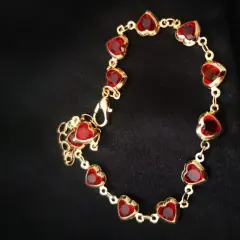 Customer photo of Red Crystal Heart Bracelet — Elegant Metal Chain with Zircon Charm