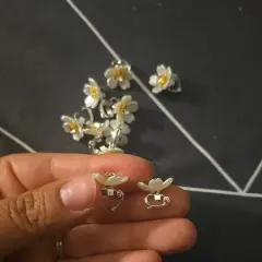 Customer photo of Flower Hair Rings — Elegant Braided Style with Rhinestone Accents