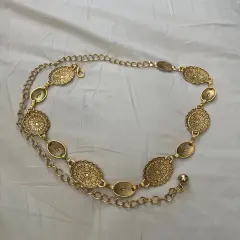 Customer photo of Retro Waist Chain Belt — Chic Carved Metal Circles