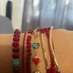 Customer photo of Red Crystal Heart Bracelet — Elegant Metal Chain with Zircon Charm