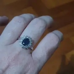 Customer photo of Blue Sapphire Ring — Elegant Sparkle in 925 Sterling Silver