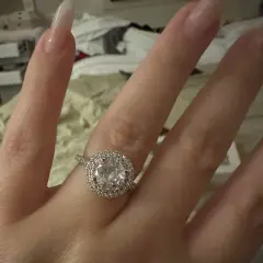 Customer photo of Cubic Zirconia Engagement Ring — Elegant Sparkle in White Gold