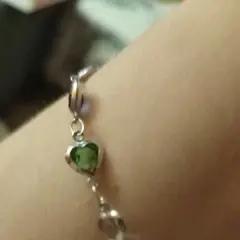 Customer photo of Red Crystal Heart Bracelet — Elegant Metal Chain with Zircon Charm