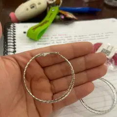 Customer photo of Double Layer Hoop Earrings — Chic Silver-Tone Statement Design
