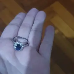 Customer photo of Blue Sapphire Ring — Elegant Sparkle in 925 Sterling Silver