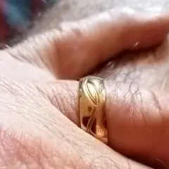 Customer photo of Gold Wedding Band Ring — Timeless Style in Stainless Steel