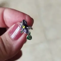 Customer photo of 925 Sterling Silver Iris Earrings — Elegant Floral Design with Enamel