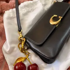 Customer photo of Cherry Bag Charm — Playful Crystal Cherry Pendant Accessory