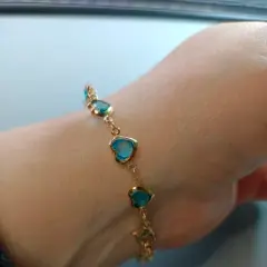 Customer photo of Red Crystal Heart Bracelet — Elegant Metal Chain with Zircon Charm
