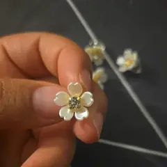 Customer photo of Flower Hair Rings — Elegant Braided Style with Rhinestone Accents