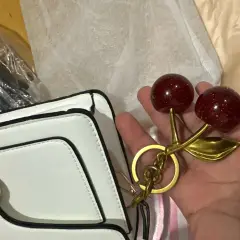 Customer photo of Cherry Bag Charm — Playful Crystal Cherry Pendant Accessory