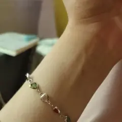 Customer photo of Red Crystal Heart Bracelet — Elegant Metal Chain with Zircon Charm