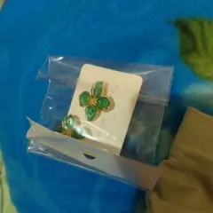 Customer photo of Green Flower Earrings — Vintage Charm & Drip Glaze Finish