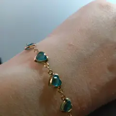 Customer photo of Red Crystal Heart Bracelet — Elegant Metal Chain with Zircon Charm