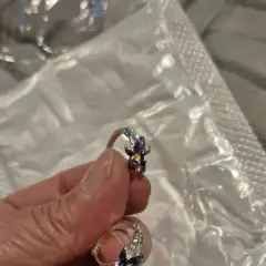 Customer photo of 925 Sterling Silver Iris Earrings — Elegant Floral Design with Enamel