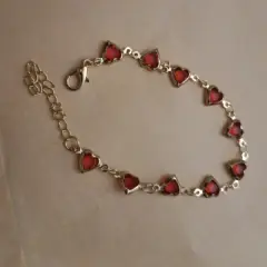 Customer photo of Red Crystal Heart Bracelet — Elegant Metal Chain with Zircon Charm