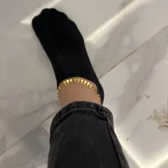 Customer photo of Disc Tassel Anklet — Chic Shine & Glossy Stainless Steel