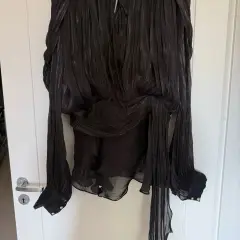 Customer photo of V-Neck Tie Mini Dress — Flowy Draped Sleeves & Woven Polyester