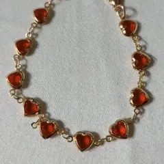 Customer photo of Red Crystal Heart Bracelet — Elegant Metal Chain with Zircon Charm